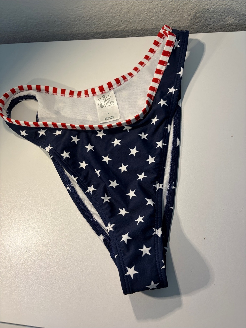 wild fable Navy Star-Print Bikini Bottom with Red-White Trim